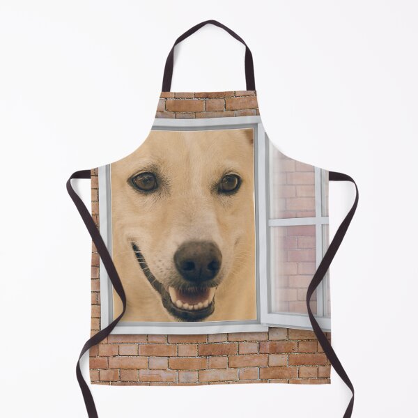Item preview, Happy Smiling Dog Looking out Window - Brick Wall designed and sold by ittybittyowl.
