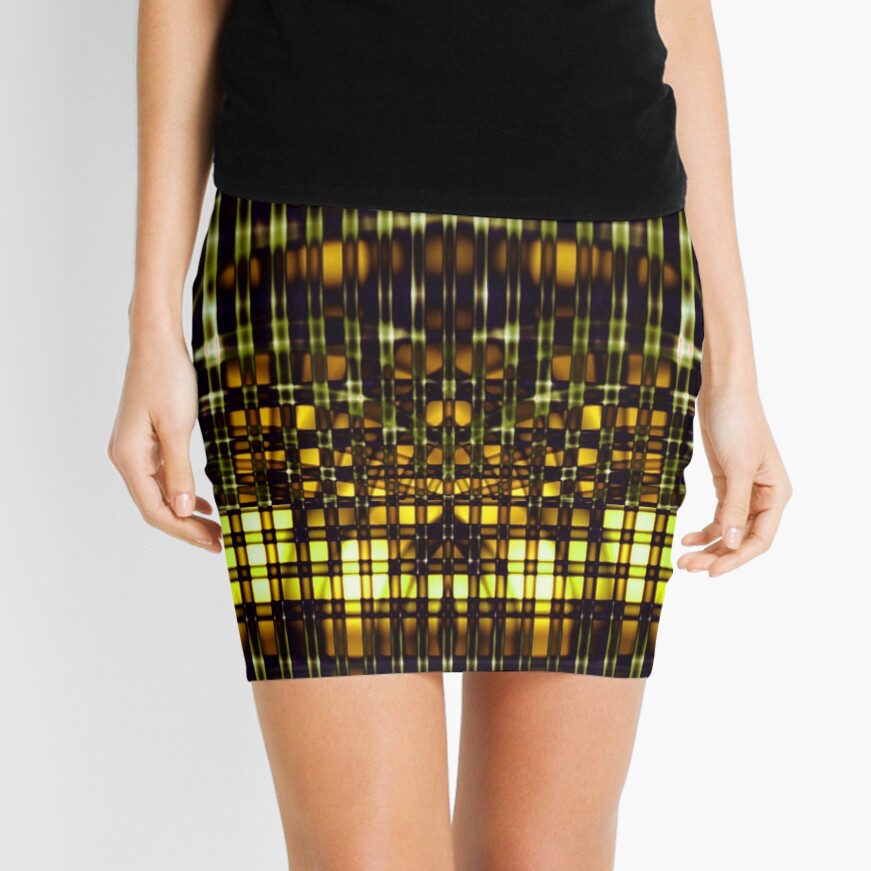 Abstract Lines in Chartreuse Mini Skirt