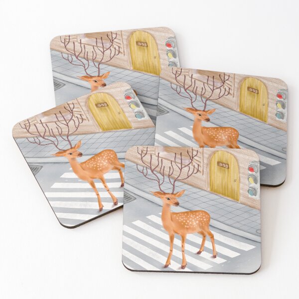Item preview, Watercolor Illustration of a beautiful sika deer standing at the crossroad designed and sold by iswenyi.