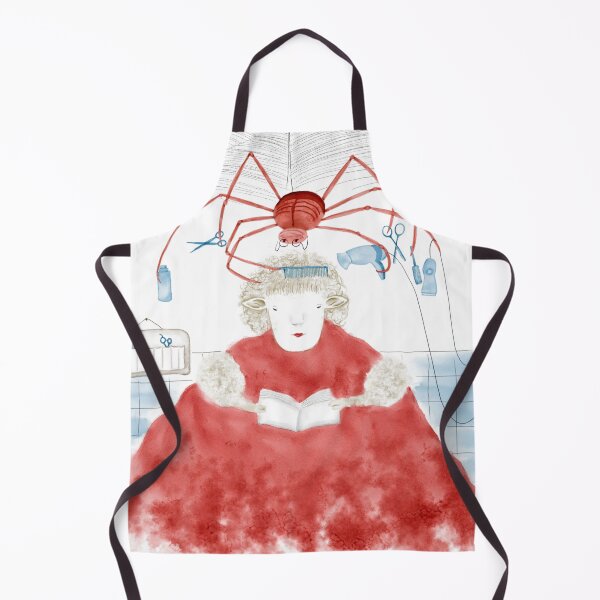 Item preview, Watercolor Illustration of a spider giving a sheep a haircut in a barber shop designed and sold by iswenyi.