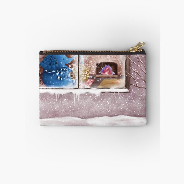 Item preview, Watercolor Illustration of a blue elephant playing by the fireplace at home  designed and sold by iswenyi.