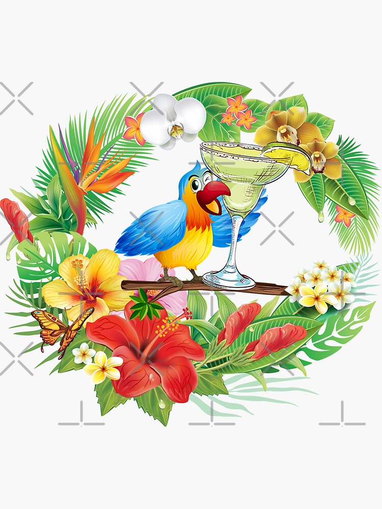 "Parrot with a Margarita" Sticker for Sale by ParrotHeadSwag Redbubble