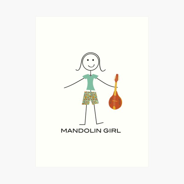 Funny Womens Mandolin Guitar, Girl Mandolin Player Gift, Mandolin Art Print