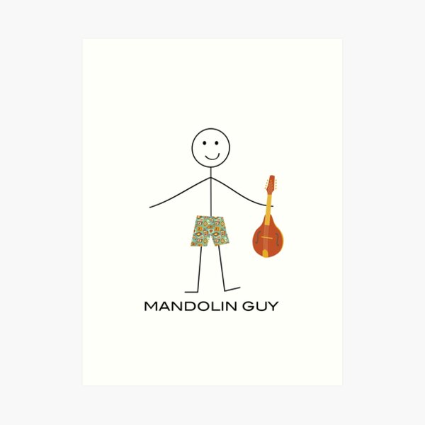 Funny Mens Mandolin Guitar, Boy Mandolin Player Gift Art Print