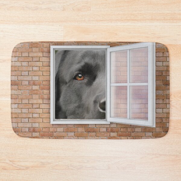 Item preview, Serious Labrador Dog Looking out Window - Brick Wall designed and sold by ittybittyowl.