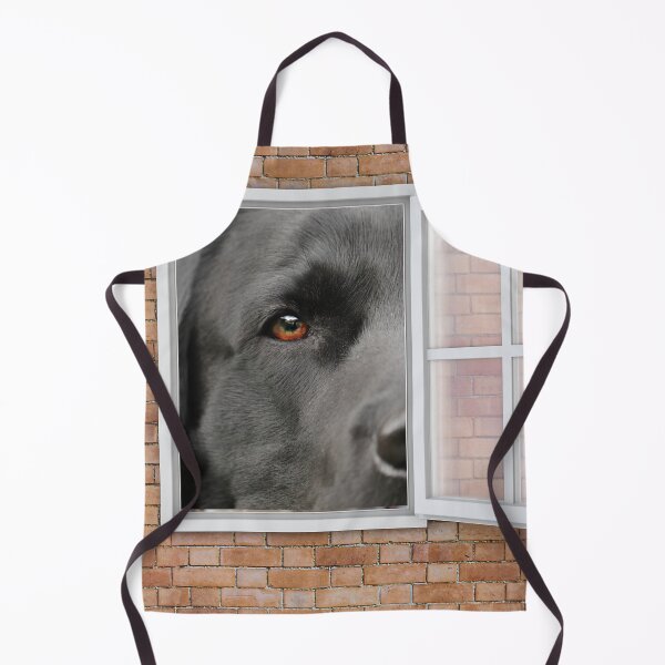 Item preview, Serious Labrador Dog Looking out Window - Brick Wall designed and sold by ittybittyowl.