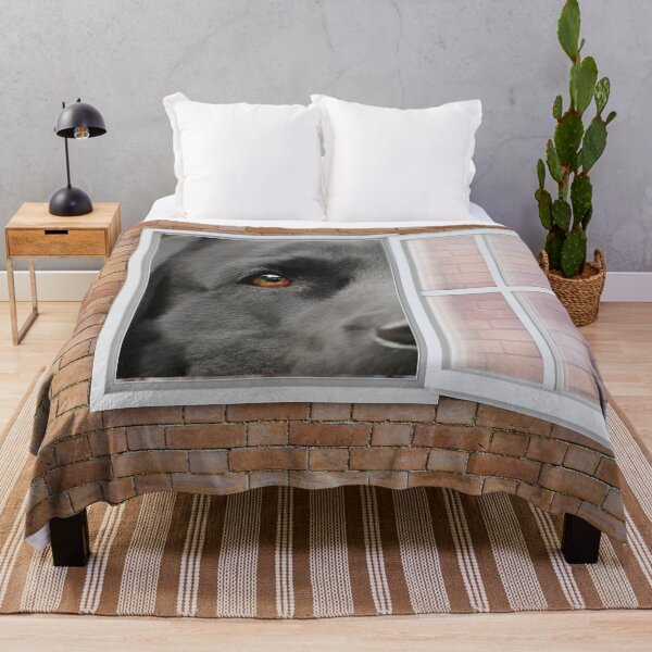 Item preview, Serious Labrador Dog Looking out Window - Brick Wall designed and sold by ittybittyowl.