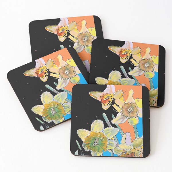 Item preview, Abstract Yellow Daffodil Watercolor Pattern on Mulit Coloured designed and sold by Sarah  Rajkotwala.