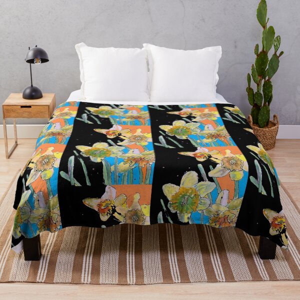 Item preview, Abstract Yellow Daffodil Watercolor Pattern on Mulit Coloured designed and sold by Sarah Rajkotwala.