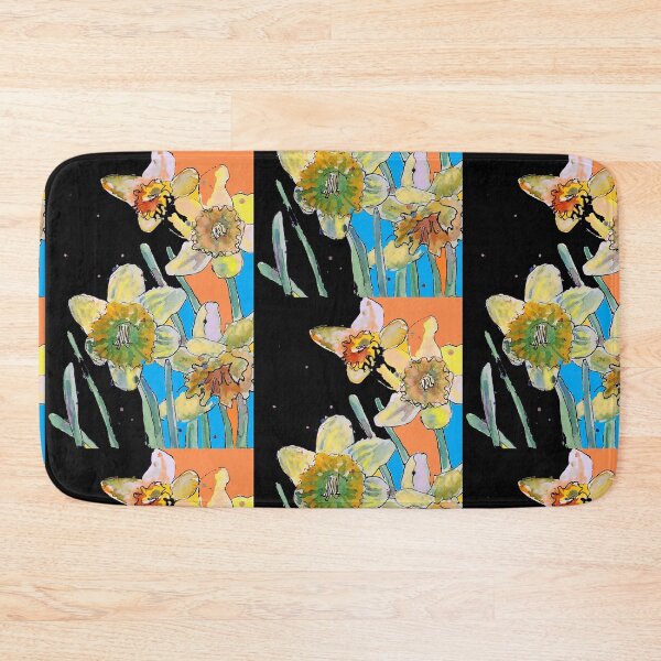 Item preview, Abstract Yellow Daffodil Watercolor Pattern on Mulit Coloured designed and sold by Sarah  Rajkotwala.