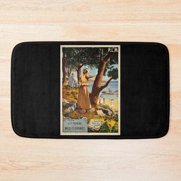 Item preview, retro littoral de la meditterranee designed and sold by CorasPosters.