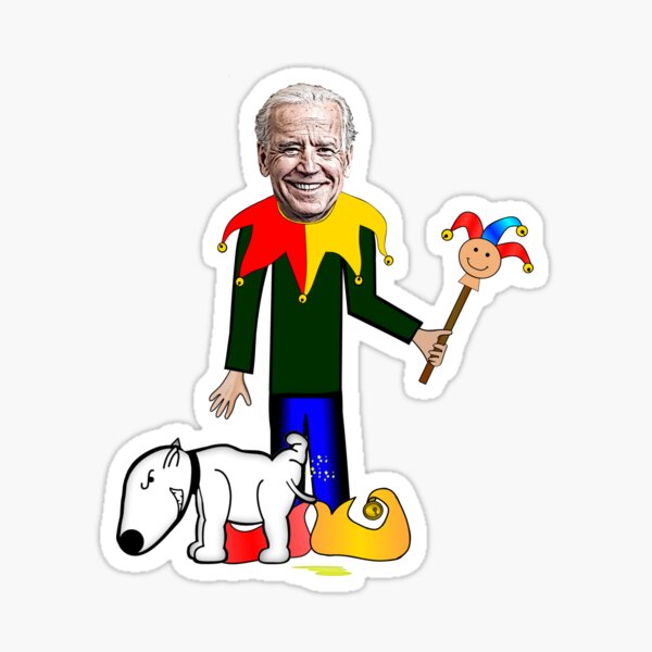 Dog Pees On Joe Biden Jester Sticker