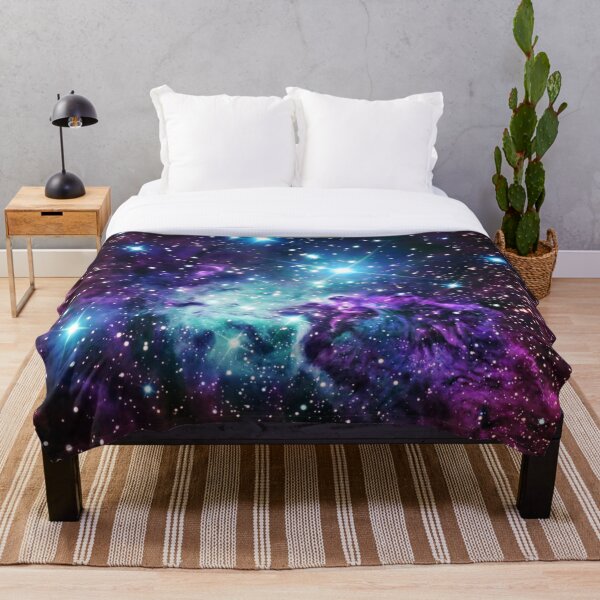 Fox Fur Nebula Teal Turquoise Purple Throw Blanket