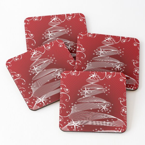 Item preview, Abstract Sparkling Christmas Tree And Swirls On Red designed and sold by fatfatin.