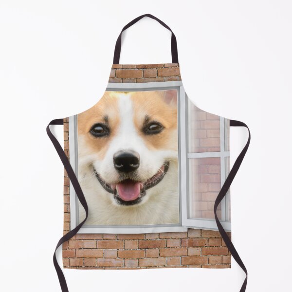 Item preview, Happy Corgi Dog Looking out Window - Brick Wall designed and sold by ittybittyowl.