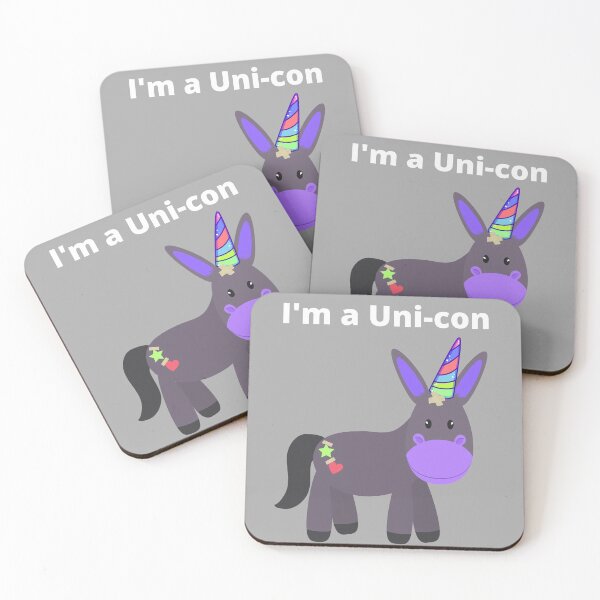 Item preview, UniCon Donkey with Taped on Unicorn Horn and White Text designed and sold by StayCuztom.