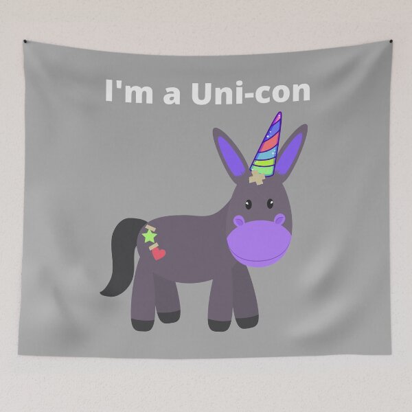 Item preview, UniCon Donkey with Taped on Unicorn Horn and White Text designed and sold by StayCuztom.