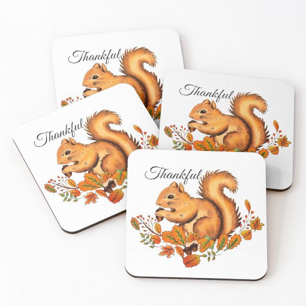 Item preview, Fall Squirrel thankful Illustration designed and sold by davlinaArt.