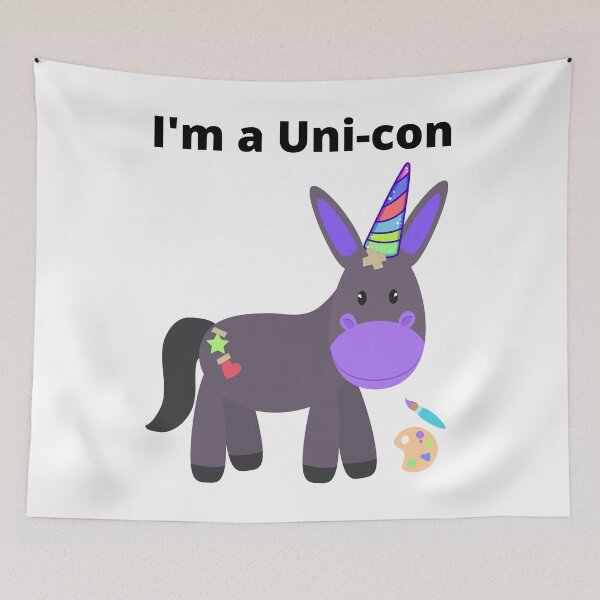 Item preview, UniCon Donkey with Taped on Unicorn Horn. I'm a Unicon! designed and sold by StayCuztom.