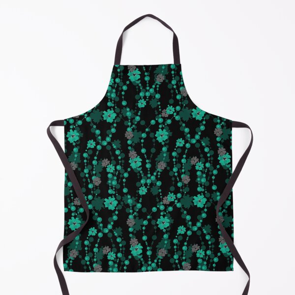 Item preview, Bicolor geometric seamless pattern. black , green, beads, seamless pattern , abstract pattern , black background , flower pattern designed and sold by fuzzyfox.