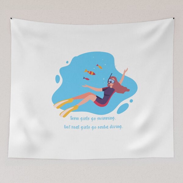 Item preview, Some girls go swimming but real girls go scuba diving - Diver Funny Love Flag Open Ocean designed and sold by CJCTEES.