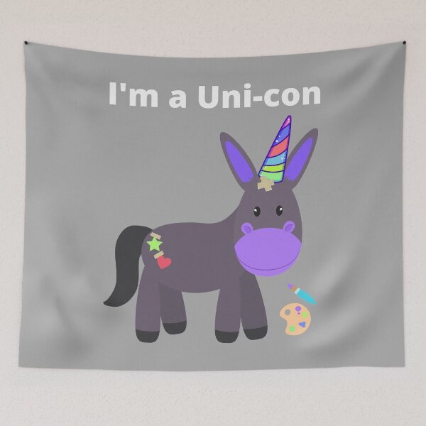 Item preview, UniCon Donkey with Taped on Unicorn Horn and White Text. I'm a Unicon! designed and sold by StayCuztom.