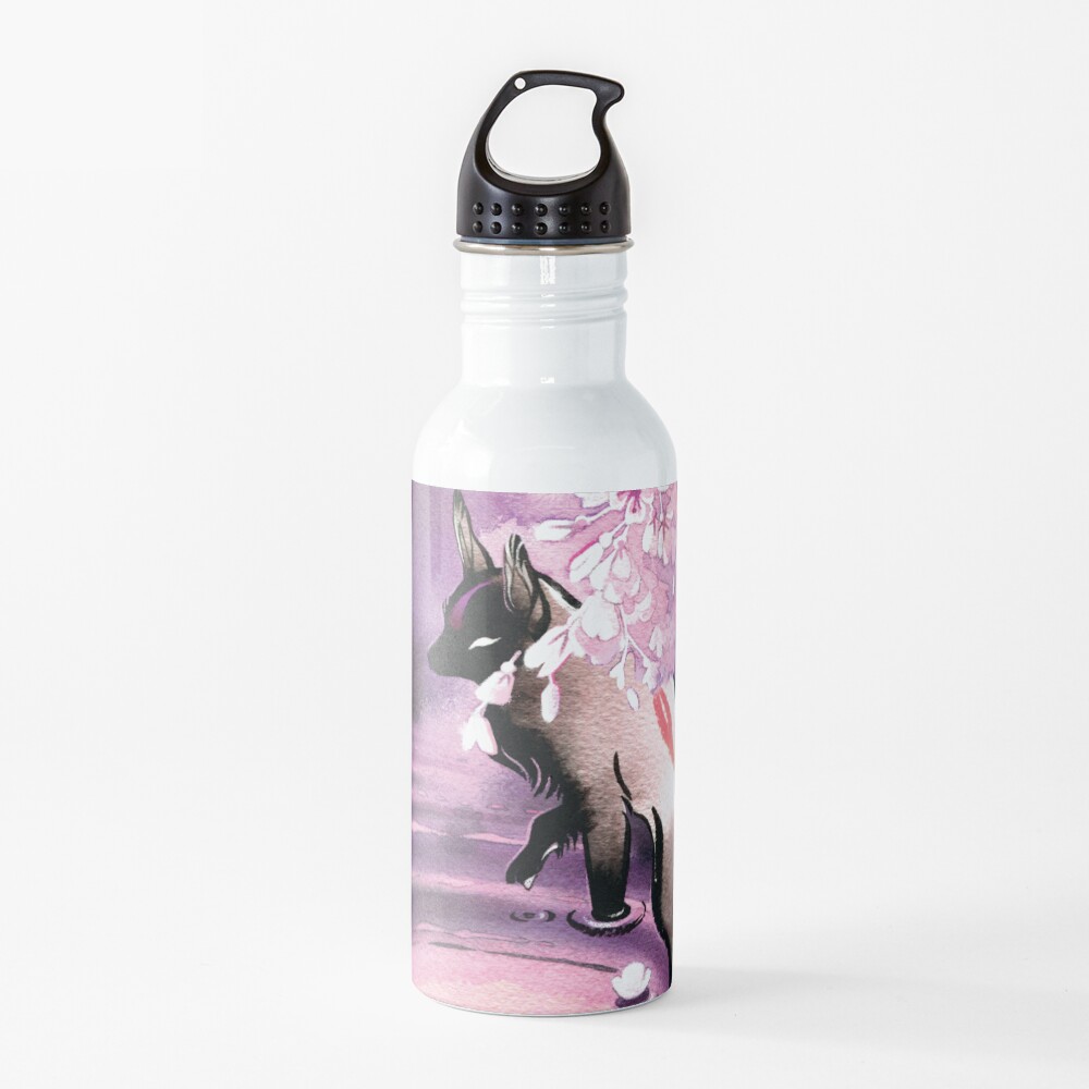 Rose Moon Sakura Blossom Fox Water Bottle