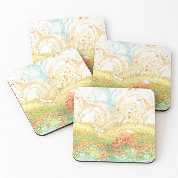 Item preview, Meadow Frolic Watercolor Fox Kitsune Pattern designed and sold by storyofthedoor.