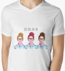 "Geek girls are fun" Men's V-Neck T-Shirt