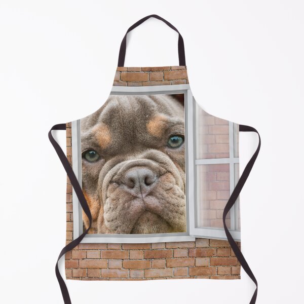 Item preview, Serious Brown Bulldog Puppy Looking out Window - Brick Wall designed and sold by ittybittyowl.