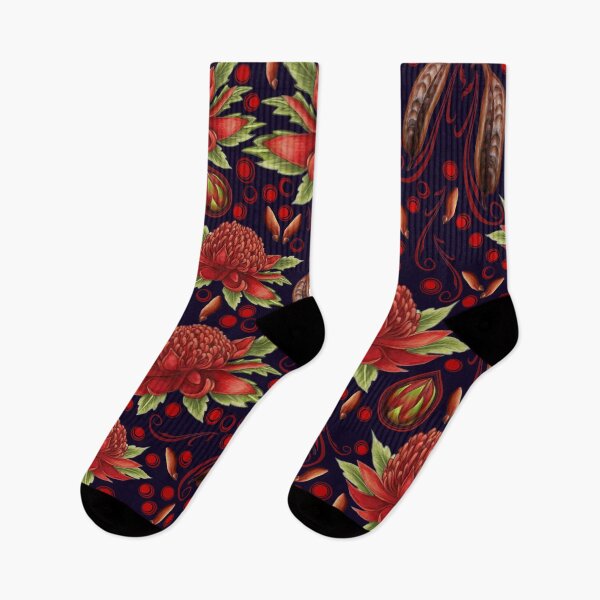 Item preview, beautiful Waratah flower and seeds pattern designed and sold by Kestrelle.