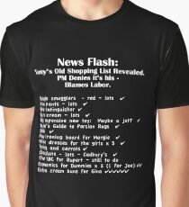 Tony's Shopping List - White Text Graphic T-Shirt