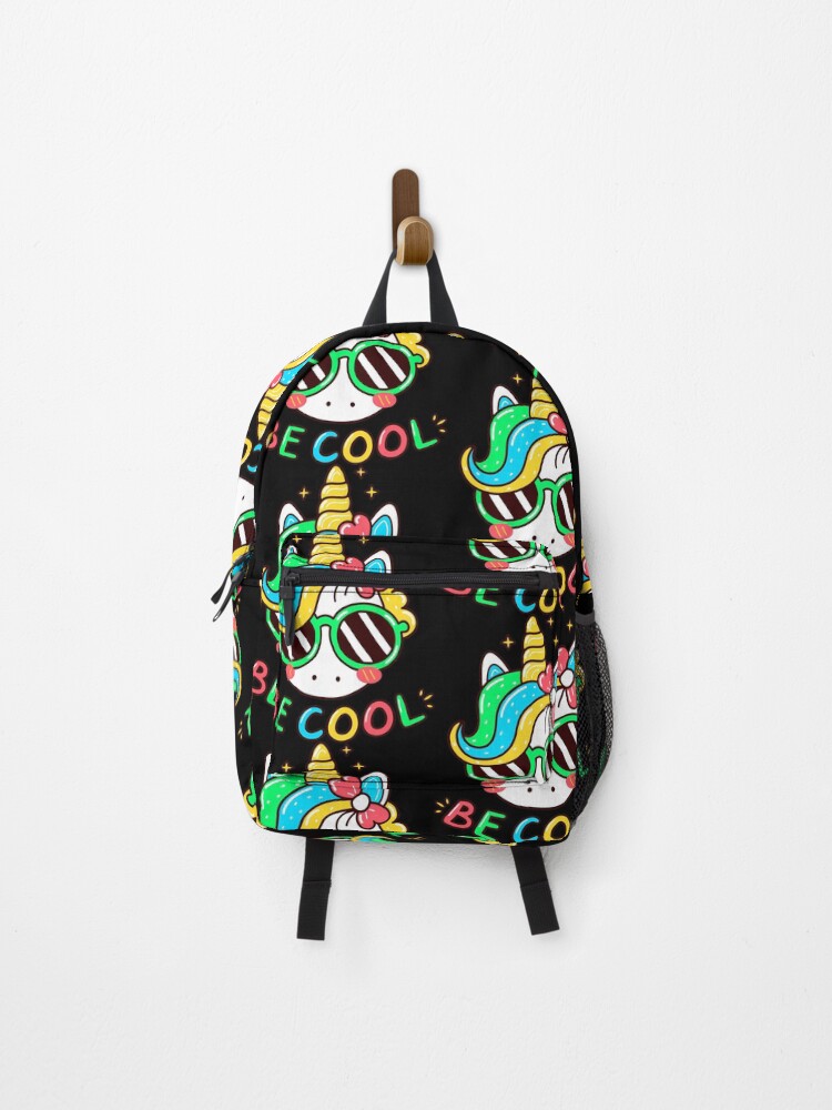 Thumbnail 1 of 3, Backpack, Be Cool - Unicorn Sticker designed and sold by PatternSquare.