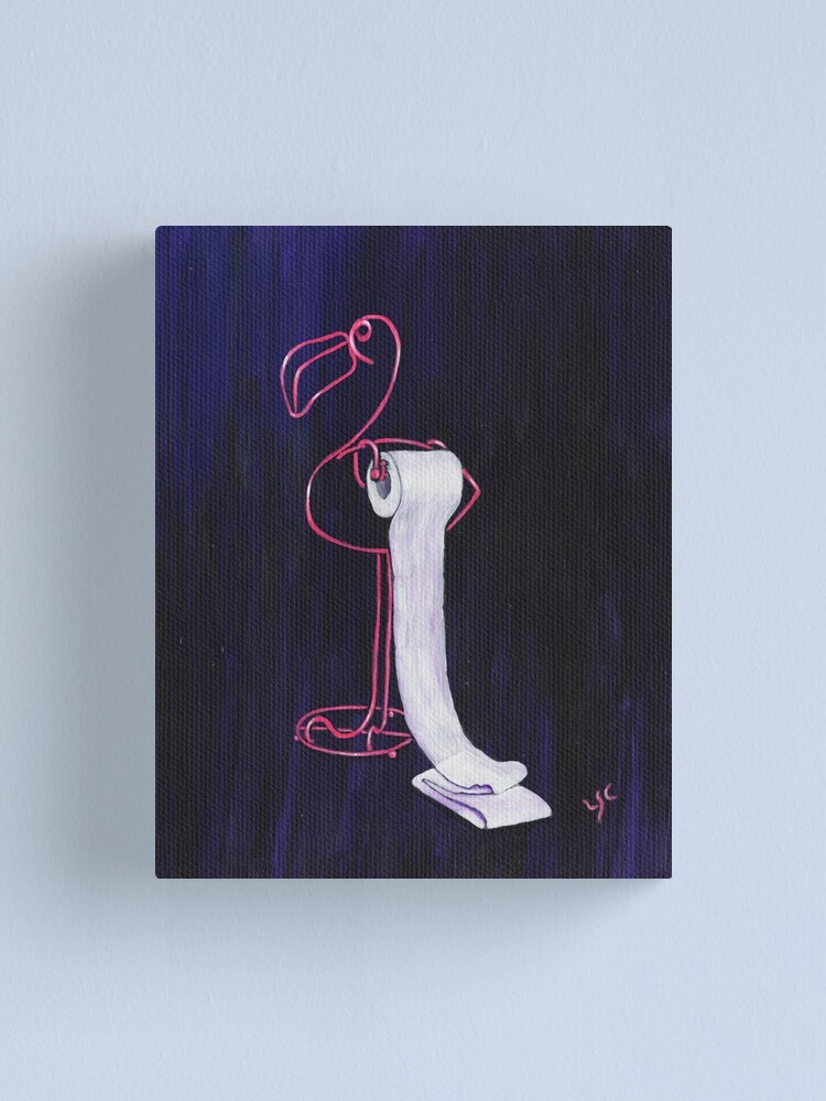 "Pink Flamingo Toilet Paper Holder" Canvas Print by yvonnecarter