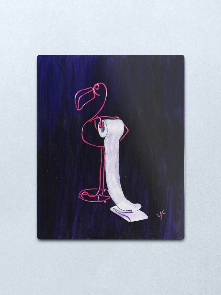 "Pink Flamingo Toilet Paper Holder" Metal Print by yvonnecarter | Redbubble