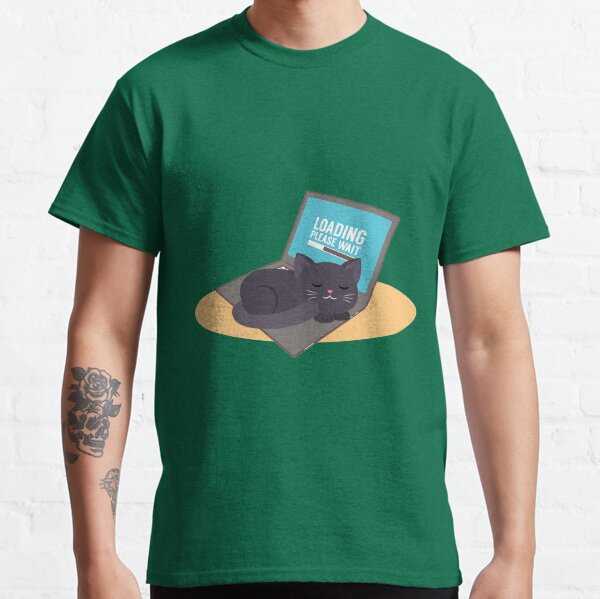 Computer Nerd sleeping Cat Classic T-Shirt