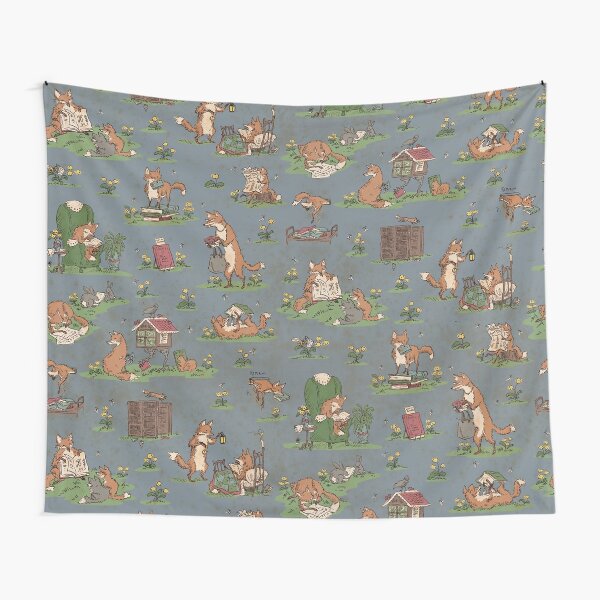 Library Foxes Tapestry