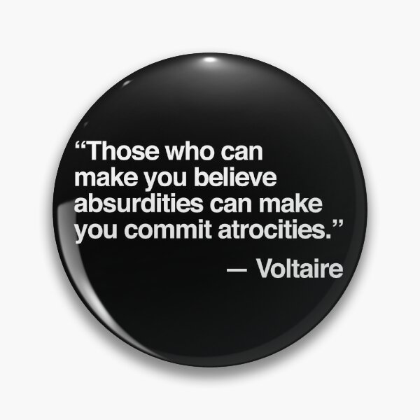 Aperçu de l'œuvre "ceux qui peuvent vous faire croire des absurdités" citation de Voltaire autocollant noir pour ordinateurs portables et voitures créée et vendue par QuoteSpirations.
