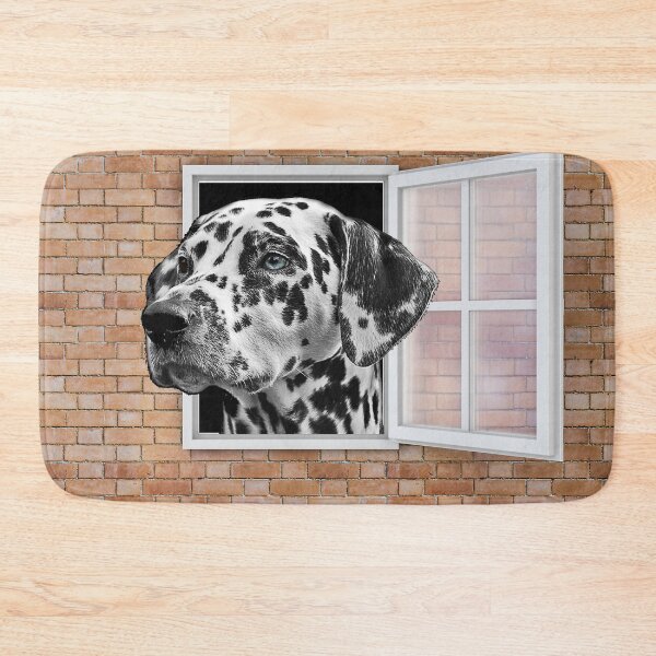 Item preview, Curious Dalmatian Dog Looking out Window - Brick Wall designed and sold by ittybittyowl.