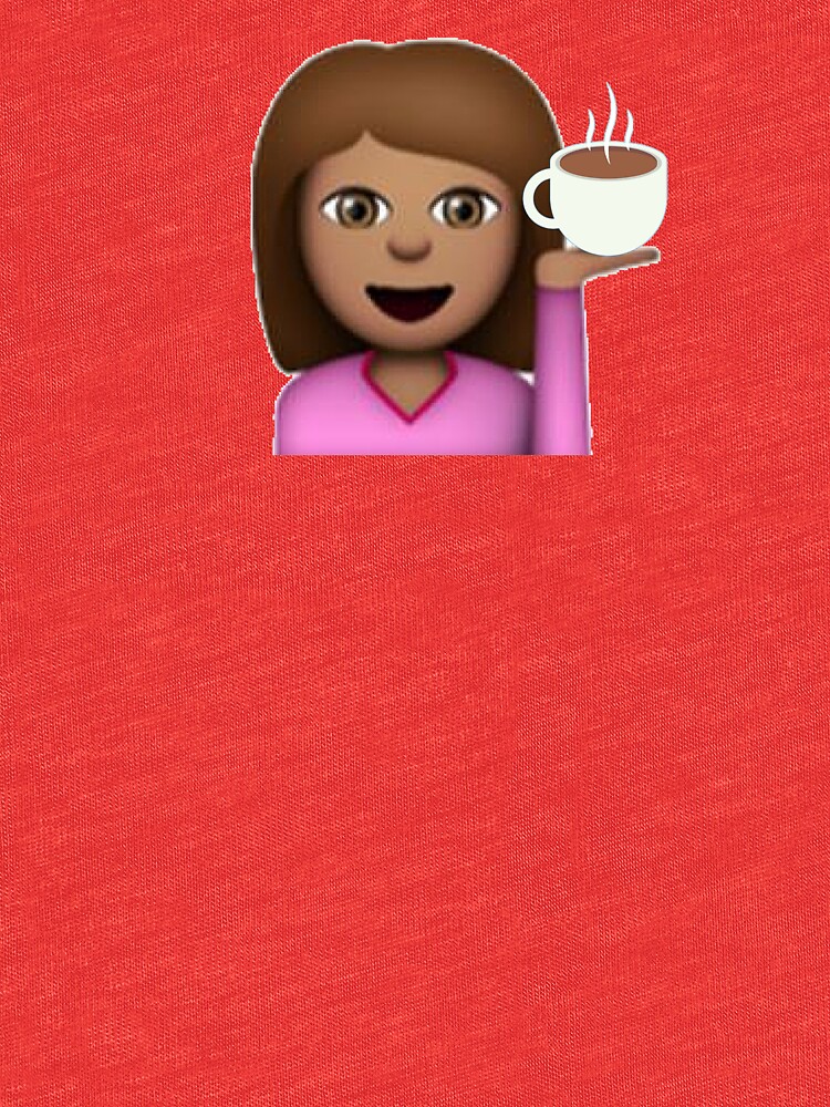 "Hair Flip and Coffee Emoji (Medium Skin & Brown Hair)" Tshirt by