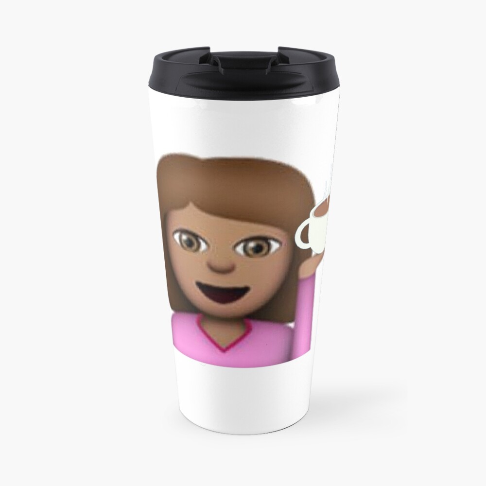 "Hair Flip and Coffee Emoji (Medium Skin & Brown Hair)" Travel Coffee