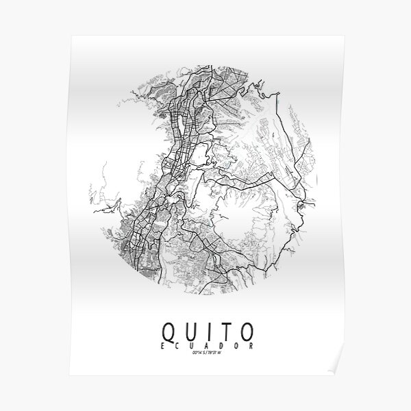 Quito City Map Of Ecuador Circle Poster By DeMAP Redbubble   Poster,504x498,f8f8f8 Pad,600x600,f8f8f8 