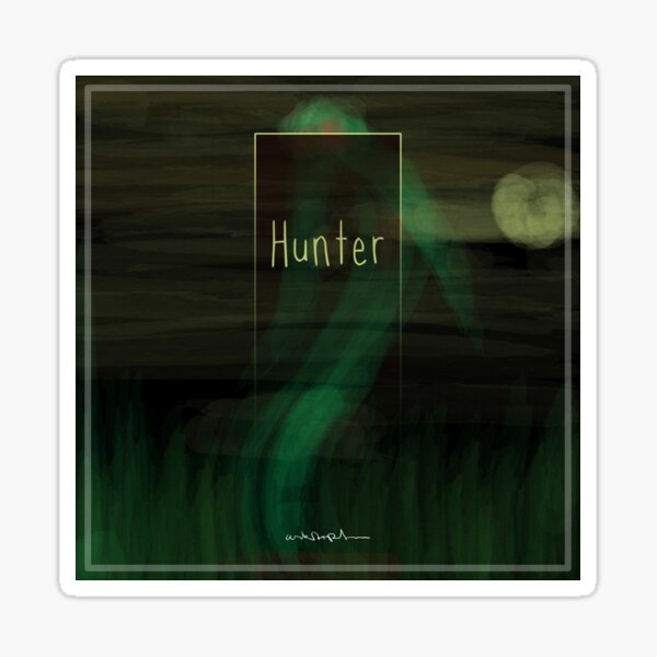 Uskarpt - Hunter - Hunter in the green glow - Eerie ghost in the grass Sticker