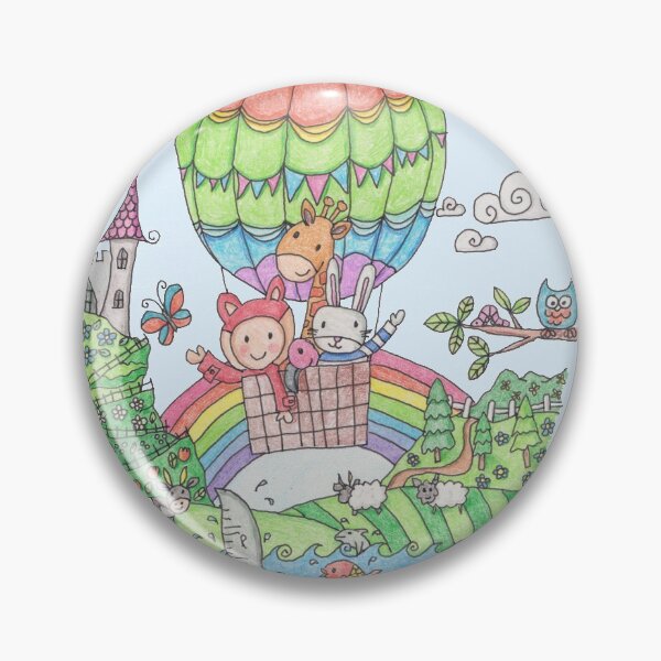 Item preview, Whimsical Hot Air Balloon Ride Illustration designed and sold by LouiseFranksArt.