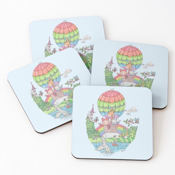 Item preview, Whimsical Hot Air Balloon Ride Illustration designed and sold by LouiseFranksArt.