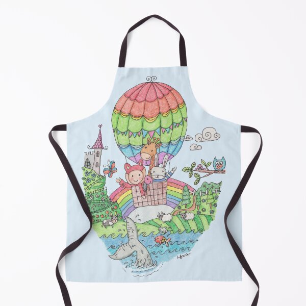 Item preview, Whimsical Hot Air Balloon Ride Illustration designed and sold by LouiseFranksArt.