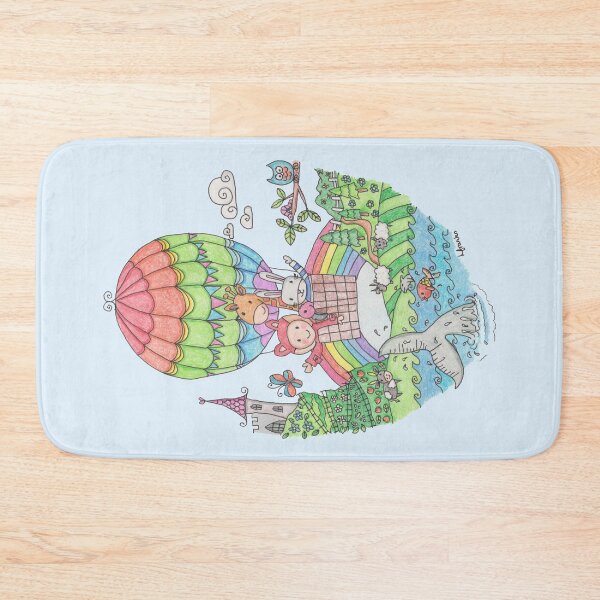Item preview, Whimsical Hot Air Balloon Ride Illustration designed and sold by LouiseFranksArt.
