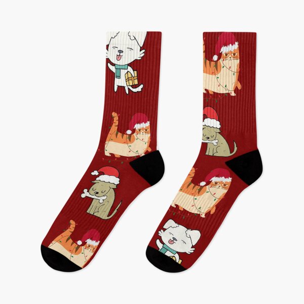 Artikelvorschau, kawaii Weihnachtsmuster / glücklicher Hund, Hund und Knochen, mürrische Katze entworfen und verkauft von SpicyCherrys.