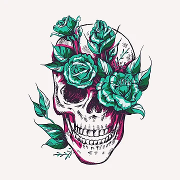 Artwork thumbnail, Skull With Roses by amenwolf
