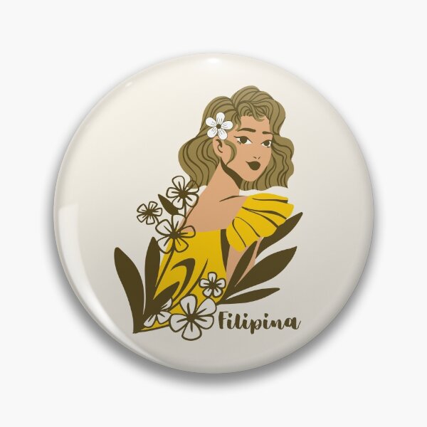 Item preview, Beautiful Filipina with Sampaguita and Mustard Colored Dress, Pinay, Sampaguita, Filipiniana, Filipino designed and sold by AloraDesigns.
